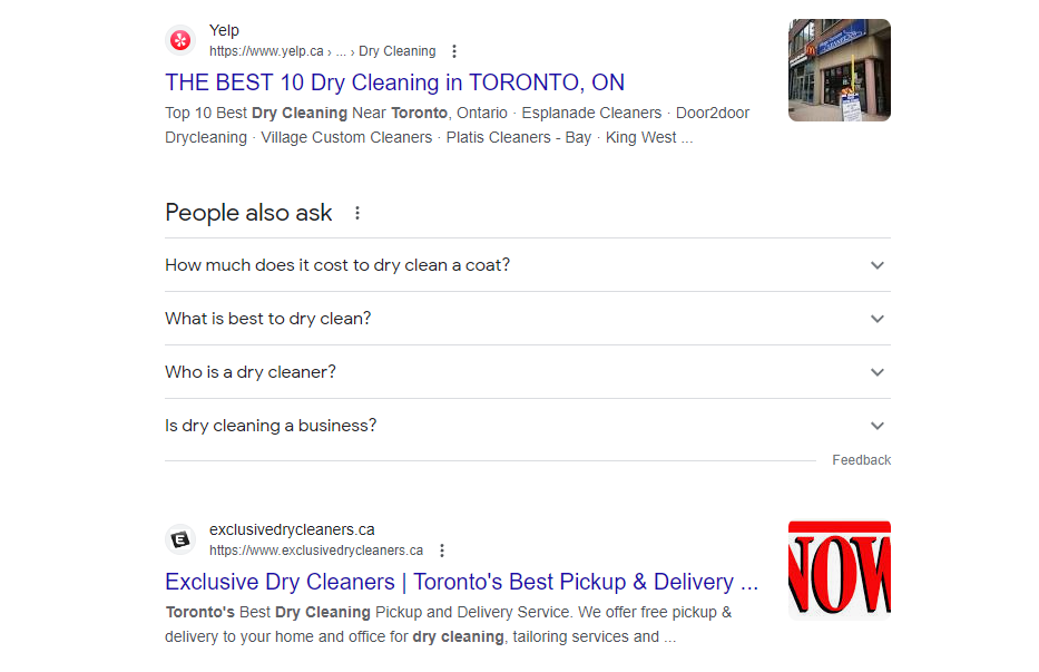 Toronto dry cleaners  local SERPs 2
