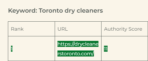 the first result for "Toronto dry cleaners"